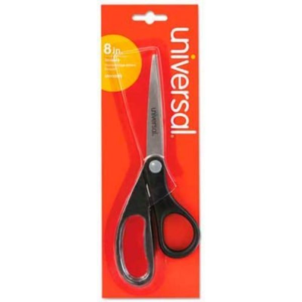 Universal Universal Economy Scissors, 8" Length, Straight Handle, Stainless Steel, Black UNV92009***